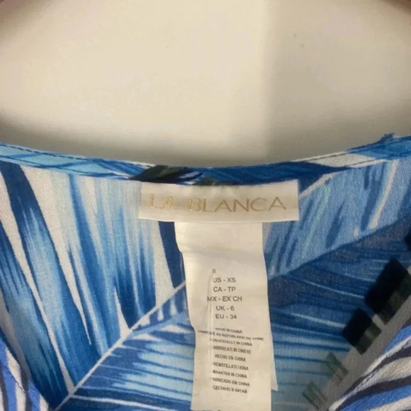 100% RAYON La Blanca Palm Print Swim Beach Party Cover-up - Picture 5 of 7